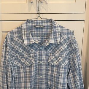 Men's stio Blue Plaid Shirt, size XL